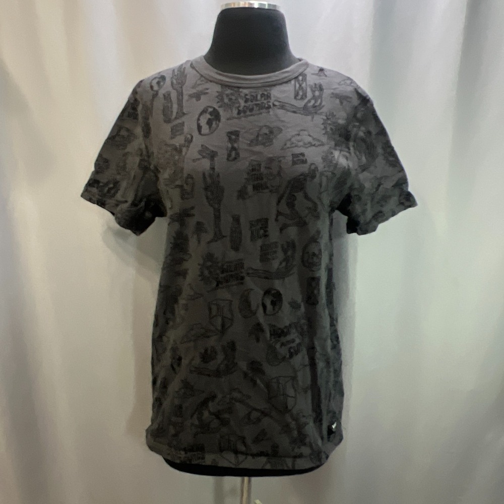 Vans Doom Bloom Knit T Shirt Mens Small Black Cotton All Over Graphic Streetwear